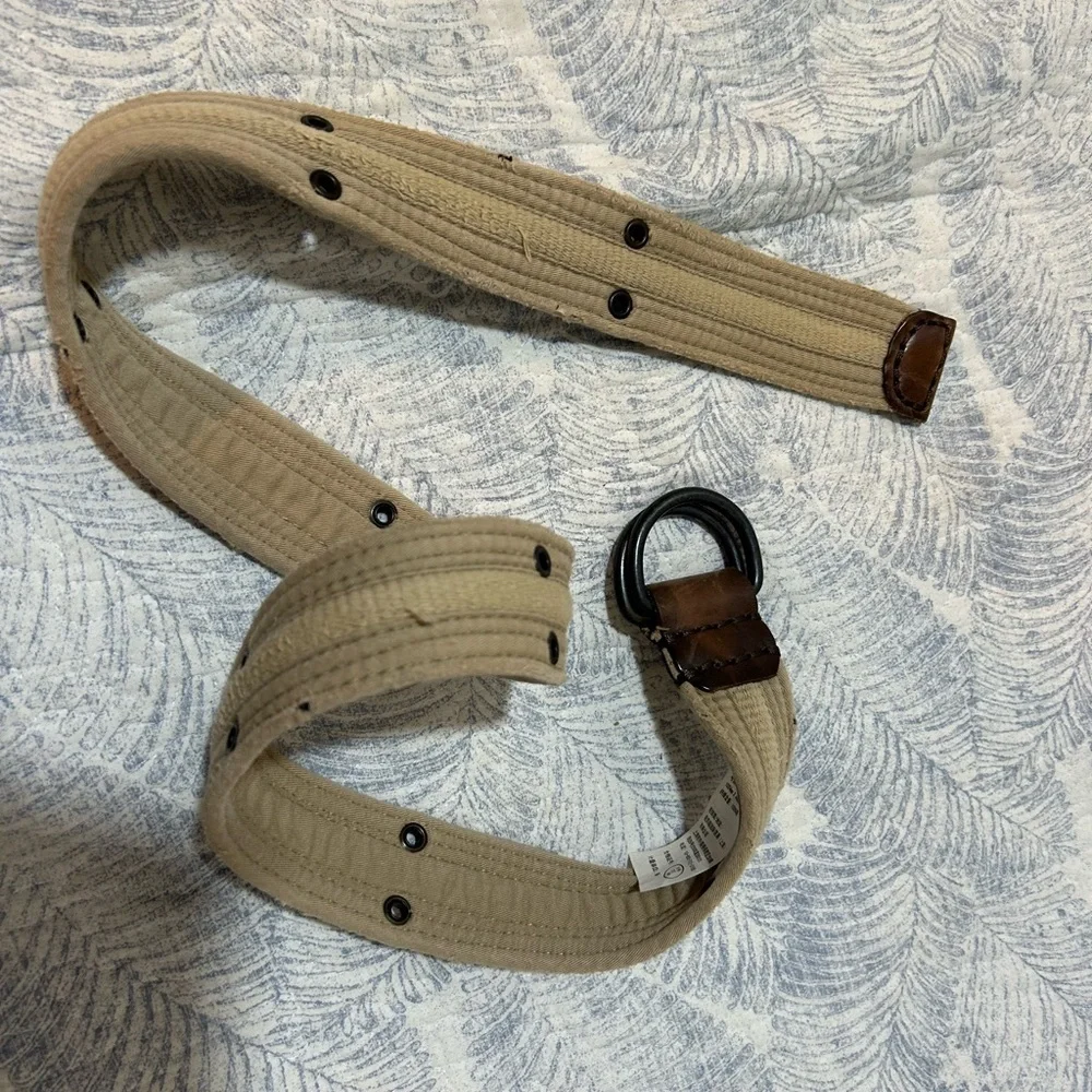 Men's Tan Canvas Belt with Black Buckle